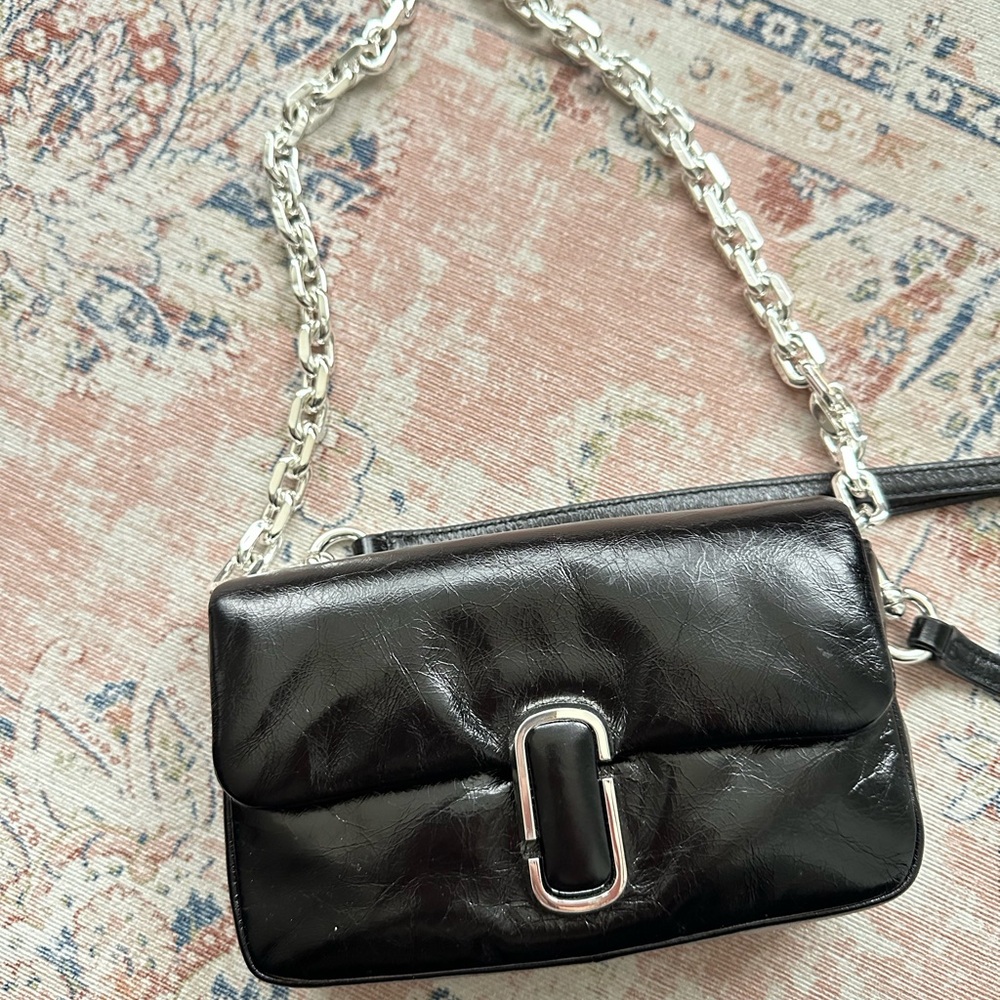 Marc Jacobs patent leather Black and Silver Crossbody Bag